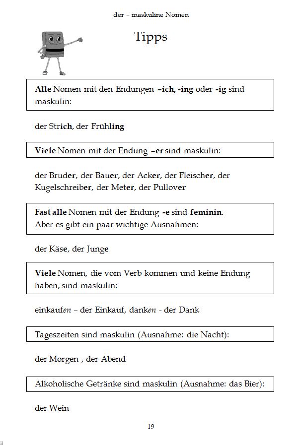 Leseprobe: der - deutsche maskuline Nomen *Die Geschichte hat nur maskuline Nomen (Seite 7)