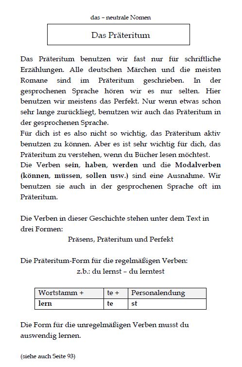 中性名詞の格変化（冠詞・形容詞）、前置詞、過去形  (Seite 8)