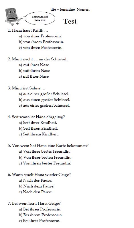 die - german feminine nouns *The story with only feminine nouns (page 10)