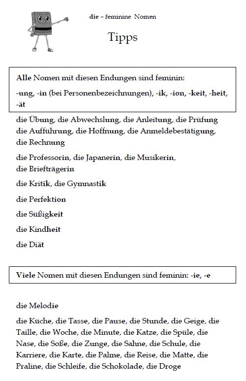 die - german feminine nouns *The story with only feminine nouns (page 8)
